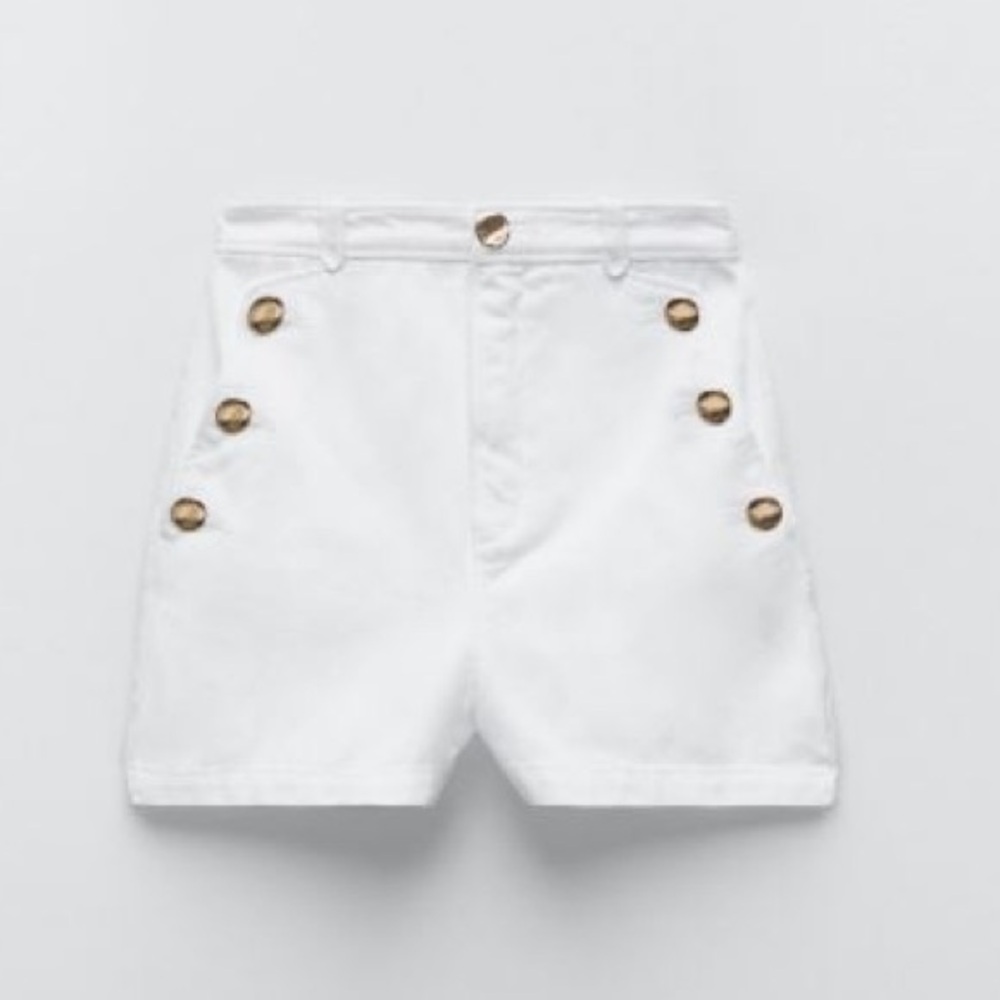Zara NWT Shorts with gold buttons - Picture 4 of 7